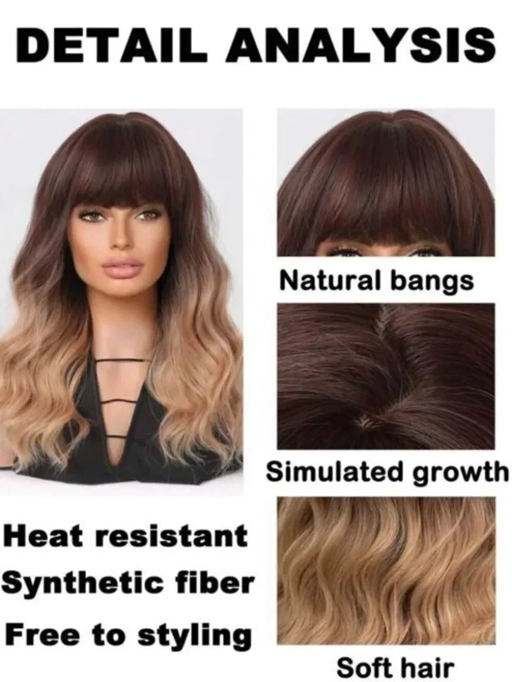 16 Inch ombre Brown To Honey Blonde wave Short Wig for Daily Use Natural
